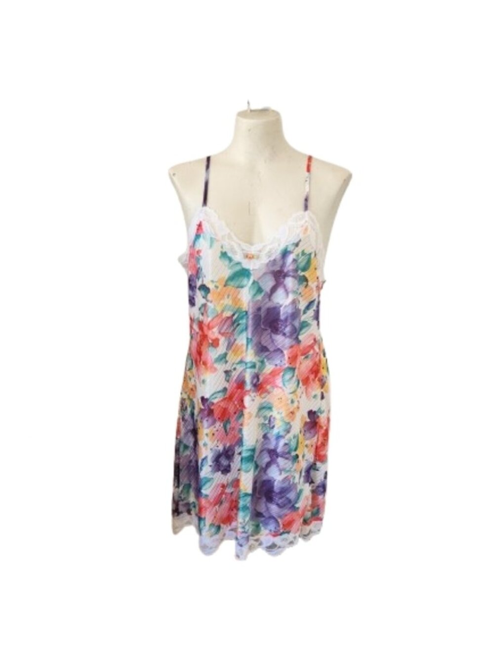 Vintage Floral Nightie Lingerie Sheer Slip Dress 90s 199ps Y2K Mini Fairycore